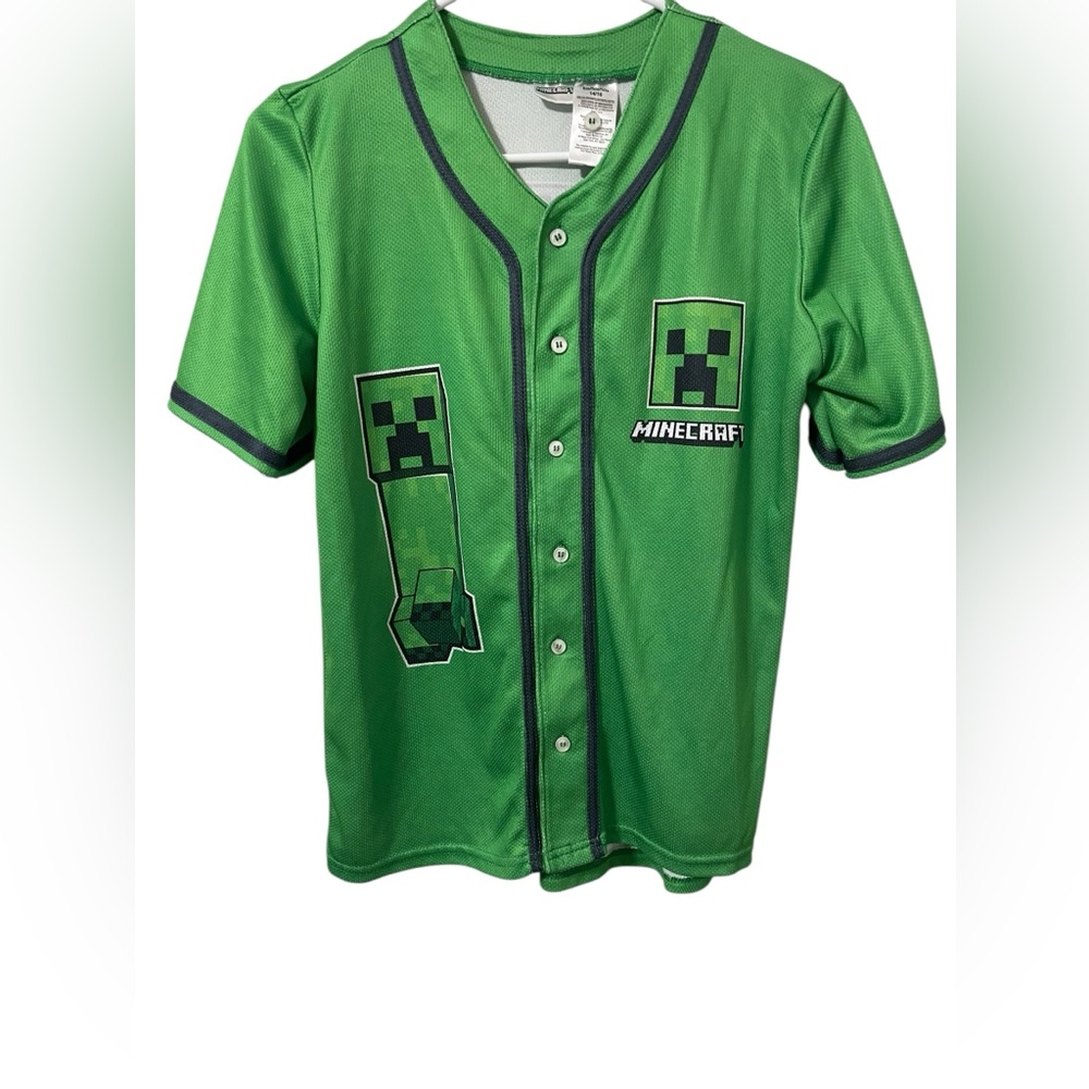 💙Minecraft Green Baseball Jersey. Youth size 14/16. EUC - Picture 3 of 5